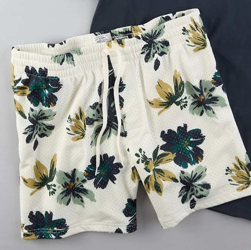 New AE American Eagle XXL Mesh Tropical Floral Lounge shorts WITH POCKETS
